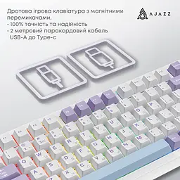 Клавіатура Ajazz AK820 Max Magnetic Switch White (AK820MAX-WM-PWB) - мініатюра 6