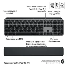 Комплект (Клавиатура и мышь) Logitech MX Keys S Combo for Mac Space Grey (920-012845) - миниатюра 4