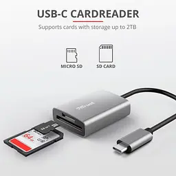 Кардрiдер Trust Dalyx Fast Aluminium USB-C Card Reader Dalyx Fast USB-С Card reader (24136) - мініатюра 4