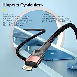 Кабель Essager USB-A Lightning 2.4A для iPhone та iPad, 1м, чорний - мініатюра 6
