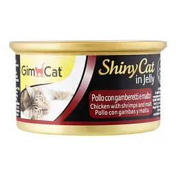 Вологий корм для котів GimCat ShinyCat in Jelly з куркою, креветками та мальтом 70 г - мініатюра 2