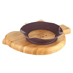 Дитяча бамбукова секційна тарілка Miniland Wooden Plate Chick, на присосці, коричневий - мініатюра 3