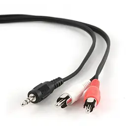 Аудіо кабель Cablexpert 2 RCA (тюльпана) - mini-jack 3.5 тато - тато 1.5 м (CCA-458) - мініатюра 5