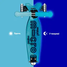 Самокат дитячий Micro Maxi Deluxe Glow LED 3-колісний синій кришталь (MMD366) - мініатюра 8