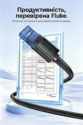 Мережевий патч-корд Ethernet Vention 1,5 м штекери RJ45 8P8C Cat6A UTP до 10 Гбіт/с фактична швидкість залежить від можливостей мережевих портів на обох кінцях з’єднання гнучкий фіксатор для зручного підключення та від’єднання гнучка текстурована оболонка з ПВХ чорний кабель із чорними корпусами штекерів і напівпрозорими синіми корпусами роз’ємів (ISCBG) - мініатюра 9