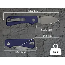 Ніж складаний кишеньковий Civivi Baby Banter Slip Joint (6 см) Nitro-V / G10 синій - мініатюра 16