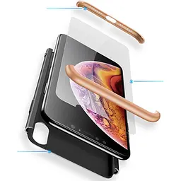 Чохол-накладка GKK 3 in 1 Hard PC Case Apple iPhone XS Gold/Black - мініатюра 2