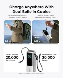 Портативний зарядний пристрій Anker 25000 mAh 165W PD Built-In Double USB-C Cables Silver (7160683) - мініатюра 5