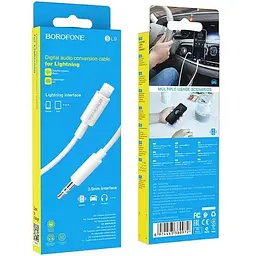 Кабель адаптер Borofone BL9 AUX to Lightning Digital Audio Conversion DAC 1 м білий - мініатюра 6