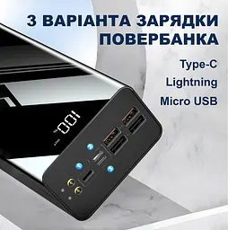 Повербанк 30000 мАг 4xUSB з цифровим дисплеєм та LED ліхтариком UFT PB-4U30 - мініатюра 4
