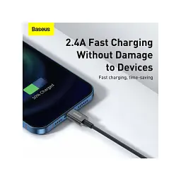 Дата кабель USB 2.0 AM to Lightning 1.0m 2.4A Superior Series Black Baseus (CALYS-A01) - мініатюра 8