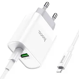 Блок-адаптер мережевий + кабель набір Hoco Rapido C80A 2 виходи USB + Type-C 20 W білий