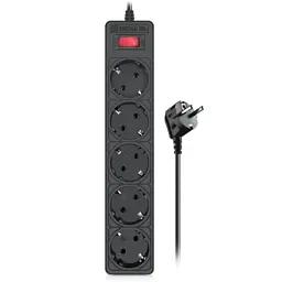 Мережевий фільтр живлення REAL-EL RS-Protect 505, 1.8m, black (EL122300044)