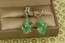 Сережки No Name підвіски з натурального нефриту 3,8 см сріблясті - мініатюра 3
