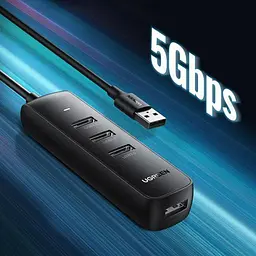 USB-Хаб Ugreen USB-хаб CM416 USB 3.0 4-Port Hub 1m Black (80657) - мініатюра 3