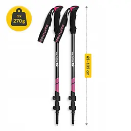 Трекінгові палиці Mountain Goat Peak+ 65-135 см Black/Pink (P-5905973404648) - мініатюра 4