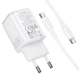 МЗП Borofone BAS83A Star PD20W+QC3.0 (1USB-A/1C) + кабель Type-C to Type-C White - мініатюра 2