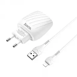 Зарядне мережове HOCO C78A Highway 2USB 2.4A Lightning Білий