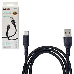 Кабель BOROFONE BX116BK, USB - Type-C 3А, 1m, Black (швидка зарядка/передача даних)