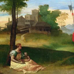 Інтер'єрна картина Ідилія, Тіціан, Titian, An Idyll, інтер'єрний декор, 60×60 см (id6980) - мініатюра 5