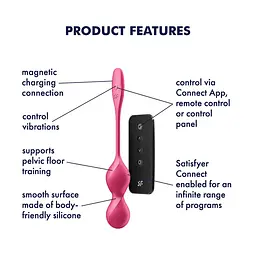Вагінальні смарт-кульки з вібрацією Satisfyer Love Birds 2 Connect App Red, 86 г, пульт ДК Satisfyer SX0571 99893 - мініатюра 5