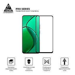 Захисне скло на Realme 12+ 5G/12 4G з олеофобним покриттям, Pro, повне проклеювання, антистатичний і пиловідштовхуючий шар, 9H, самоклеючеся, 2.5D, на весь екран, антистатичний клей, ArmorStandart (ARM79954) - мініатюра 2