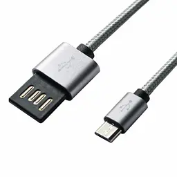 Дата кабель USB 2.0 AM to Micro 5P 1.0m Grey/Black Grand-X (FM02) - мініатюра 1