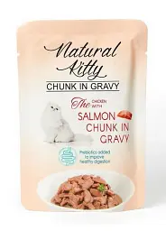 Вологий корм для котів Natural Kitty Chunk In Gravy Chicken With Salmon, з куркою та лососем, 85 гр