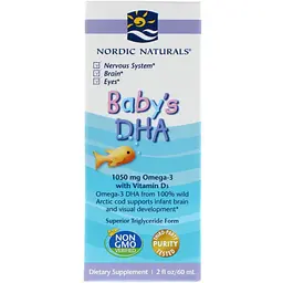 Жирные кислоты Nordic Naturals Рыбий жир (ДГК) для Детей с Витамином D3, Baby's DHA, with V (NOR-53787)