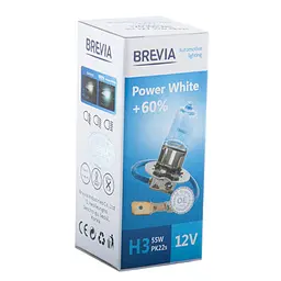 Галогенова лампа Brevia H3 12V 55W PK22s Power White +60% 4300K CP(12030PWC)