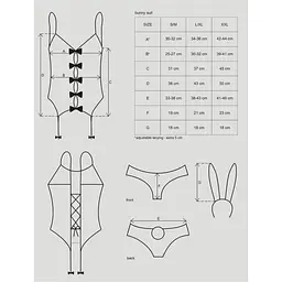 Еротичний костюм зайчика Obsessive Bunny suit 4 pcs costume Pink S/M, рожевий - мініатюра 7