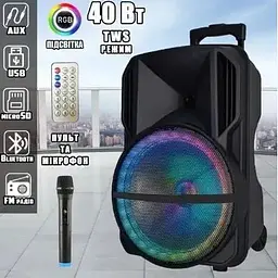 Портативна акустика XPRO MD19-12L бездротовий мікрофон пульт FM SB TF AUX (MER-15725_2718) - мініатюра 4