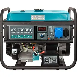 Генератор Синхронний KonnerSohnen KS 7000E G, 230В, 5.5кВт, електростартер, 77.2кг / 5000 Вт / Газ + бензин (KS7000EG) - мініатюра 2