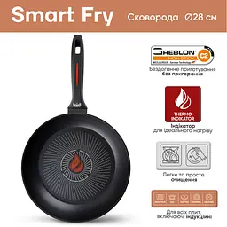 Набір сковорідок Smart Fry (24, 26, 28 см) + універсальна кришка та кухонні щипці - мініатюра 6