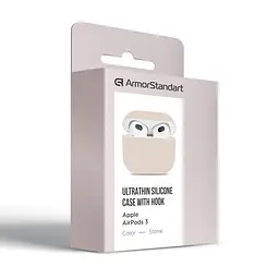 Силіконовий чохол для навушників Apple AirPods 3, Ultrathin Silicone Case, бежевий, захисний чохол, ультратонкий і легкий, захист від подряпин і пилу, м"який силікон, ArmorStandart (ARM60302) - мініатюра 3