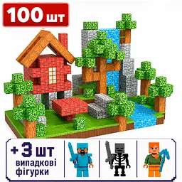 Магнітний конструктор Minecraft 100 шт по грі Майнкрафт Цегляний будинок Mk001002 - мініатюра 2