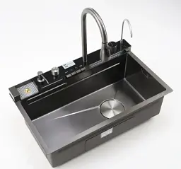 Мийка кухонна Zegor два водоспади/змішувач/кран/дозатор/ринзер 750х460х210 мм ML-7035PT/KMO4-A030 30412 - мініатюра 4
