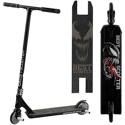 Самокат трюковий Best Scooter з пегами 79х13х57 см Чорно-білий 000254860