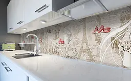 Вініловий кухонний фартух Шарм Франції наклейка кухні кави солодощі Абстракція Бежевий Happy Pocket Z181534