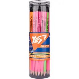 Олівець чорнографітний YES Erudite Neon трикутний з гумкою 36 шт. (280596) - мініатюра 3