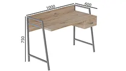 Письмовий стіл Ferrum-decor 750x1000x600 Сірий метал ДСП Дуб Сан-Марино 32 мм (FRD-103430) - мініатюра 3