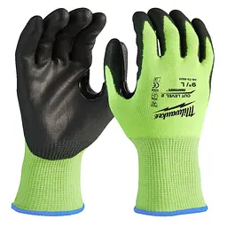 Рукавиці робочі сигнальні Hi-Vis Milwaukee з опором порізам 2/B рівня розмір 9/L