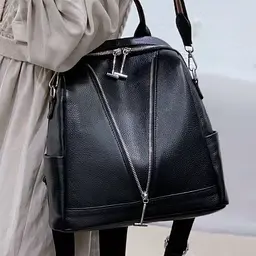 Рюкзак жіночий чорний шкіряний з ременем 35538 Tiding Bag