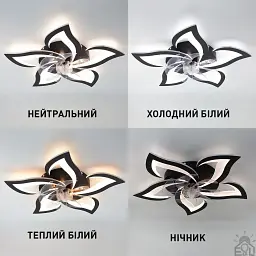 Смарт люстра з вентилятором керована світлодіодна FAN ELLA 72 Вт + 18 Вт 680x120 мм Чорна ESLLSE - мініатюра 4