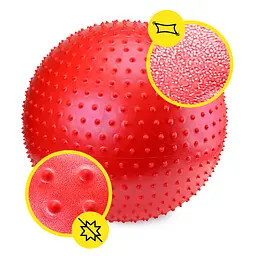 М'яч для фітнесу (фітбол) Cornix 65 см масажний Anti-Burst Red XR-0486 - мініатюра 3