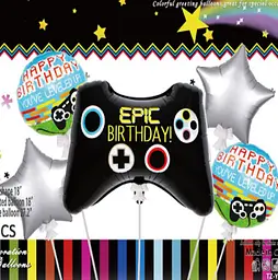 Набір фольгованих кульок "Джойстик Epic Birthday" 5 шт декоративні для свят - мініатюра 2