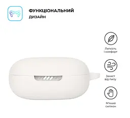 Силіконовий чохол для навушників JBL Live Flex, Hang Case, білий, ультратонкий захисний кейс товщиною 2 мм, захист від подряпин, пилу та ударів, компактний, з карабіном для кріплення, ArmorStandart (ARM80449) - мініатюра 2