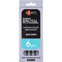 Маркер акварельний Santi  Brush Marker SWB-31 сіро-коричневий двосторонній 6 шт. (391087) - мініатюра 4