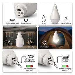 LED Ліхтар люстра трансформер підвісний із зарядкою AKБ 2x18650Amh USB 30w (RB-P921) - мініатюра 3