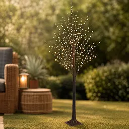 Дерево декоративне зі світлодіодними гілками 1.5 м, 480 LED / Світильник дерево тепле світіння, живлення від USB, коричневий стовбур - мініатюра 3